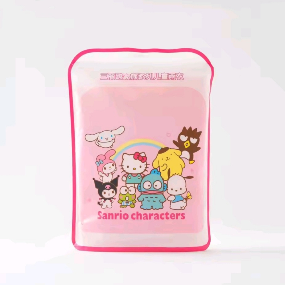 EXCLUSIVE - Hello Kitty Girl's Pink Hooded Raincoat & Storage Tote - Size XXXL - Picture 2 of 10